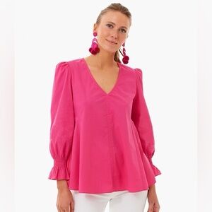 Pomander Place Hot Pink Long Sleeve V-Neck Blouse – Size XS
